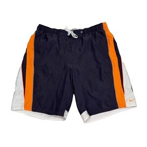 Nike Board Shorts Blue Orange Vintage Swim Trunks Mesh Lined Mens XL